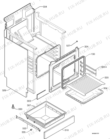 Взрыв-схема плиты (духовки) Electrolux EKM603501X - Схема узла Housing 001